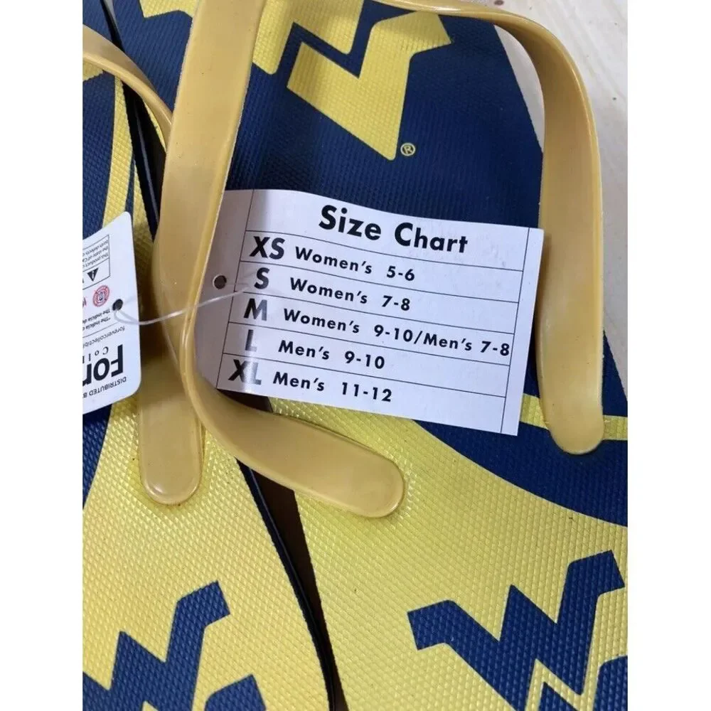 West Virginia Mountaineers NCAA College‎ Flip Flops New Size Large Men's 9-10